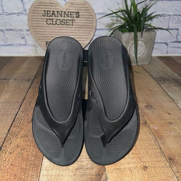 OOFOS ORIGINAL SANDAL (UNISEX) - BLACK M 7 W 9 - Picture 6 of 8